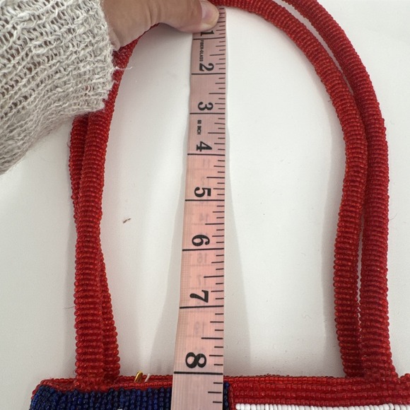 Sea Glass Collection New York Hong Kong Hand Beaded American Flag Fringe Bag NEW - Picture 10 of 13